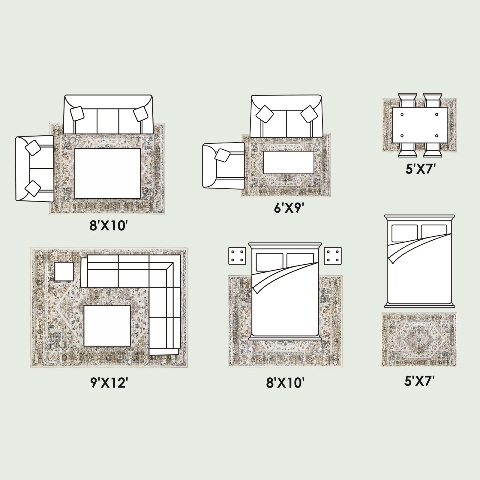 Boho Living Room Area Rug