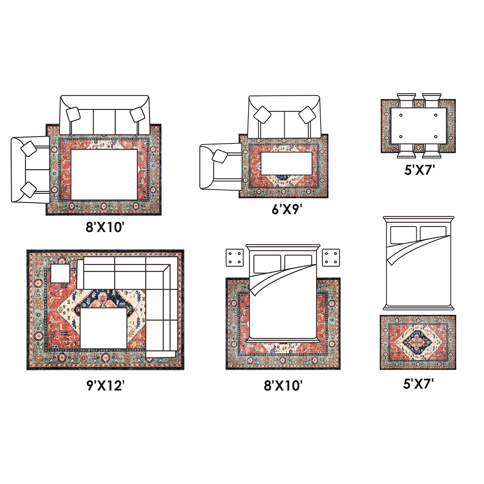 Boho Living Room Area Rug