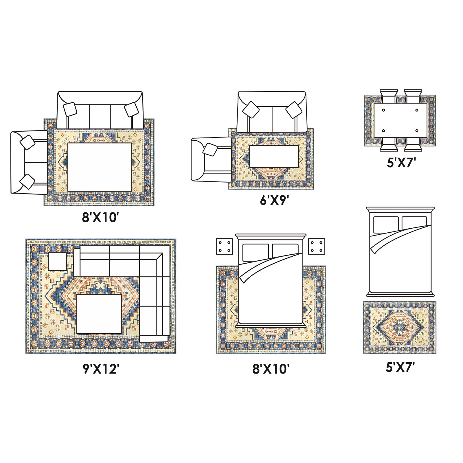 Tribal Living Room Area Rug